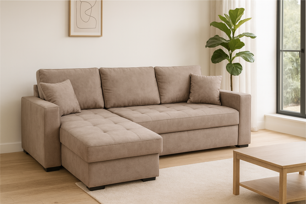 CANAPÉ D'ANGLE RÉVERSIBLE FARO BEIGE
