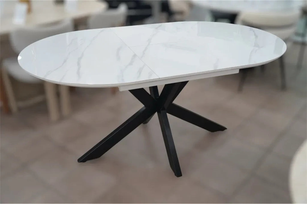 TABLE REPAS OVALE OPHÉLIA EXTENSIBLE EFFET MARBRÉ