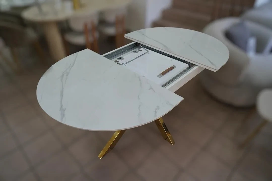 TABLE REPAS OVALE OPHÉLIA EXTENSIBLE EFFET MARBRÉ