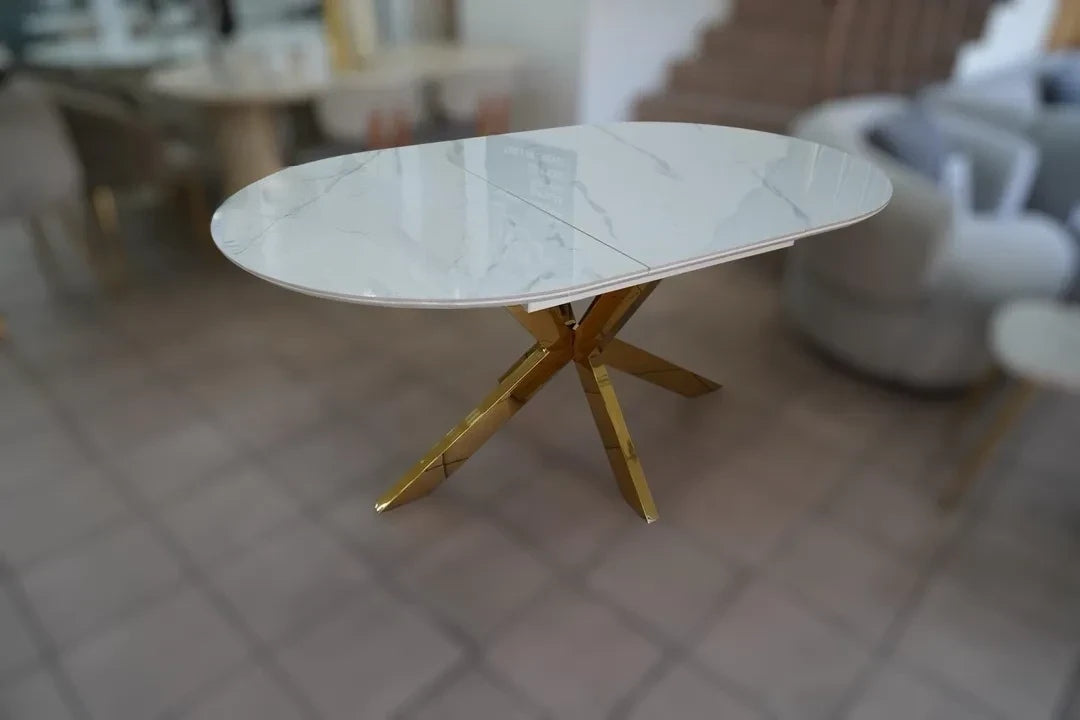 TABLE REPAS OVALE OPHÉLIA EXTENSIBLE EFFET MARBRÉ