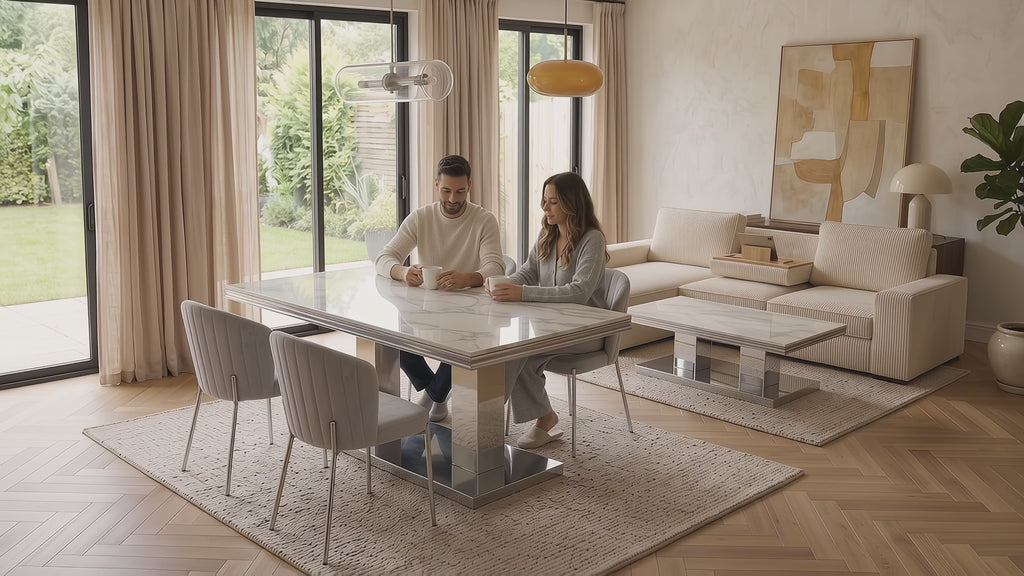 TABLE REPAS VERSUS EFFET MARBRÉ